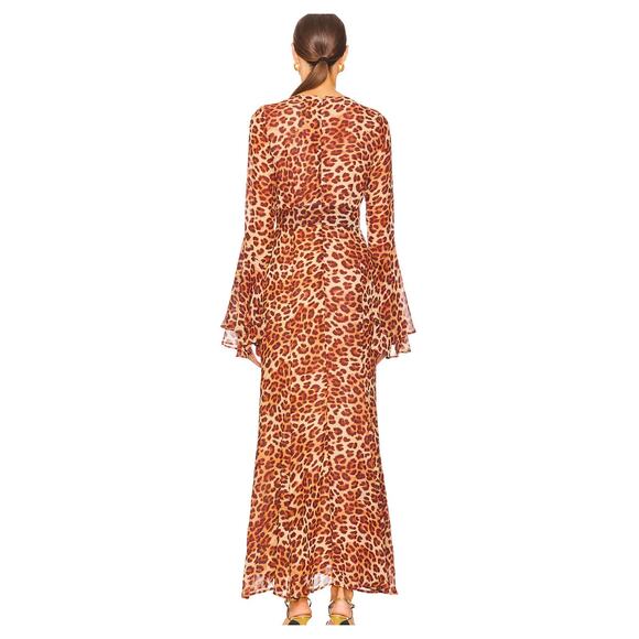 NWOT Runaway the Label leopard print sari maxi dress size medium - Picture 8 of 11